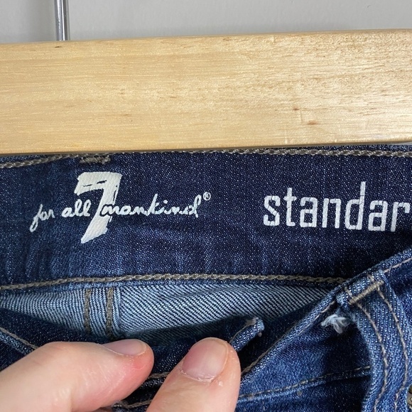 7 For All Mankind Men's Medium Wash Denim Distressed Knee Jeans‎ Size 33 - Picture 2 of 14